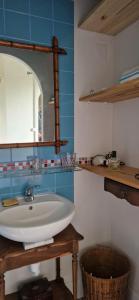 a bathroom with a sink and a mirror at Loft Bellevue in Trôo +15 photos