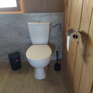 a bathroom with a toilet and a roll of toilet paper at Glamping Vive Tus Suenos -Equilibrio- Caminito del Rey in Alora