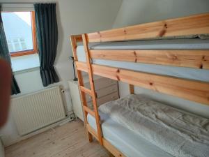 a bunk bed with a ladder in a room at Bjergby Guesthouse in Hjørring