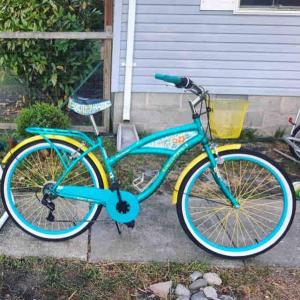 a blue bike parked in front of a house at Casita de la Playa - 2 Bikes & Assateague Pass in Ocean City