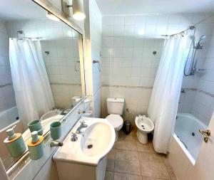 une salle de bain avec un lavabo, des toilettes et une baignoire dans l'établissement Nuevo exclusivo alojamiento en Mendoza, à Villa Marini 18 autres photos