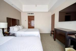 Postel nebo postele na pokoji v ubytování Hotel Plaza Génova Centro