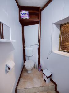 a small bathroom with a toilet and a window at Traditional Maltese Townhouse in Rabat in Rabat
