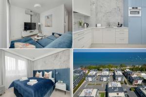 a collage of pictures of a kitchen and a bedroom at Superior Vacation Apartment with Private Parking in Rewal