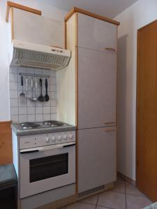 a kitchen with a stove and a refrigerator at Ferienwohnung Lechthaler Andrea in Wenns +28 photos