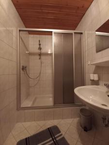 a bathroom with a shower and a sink at Ferienwohnung Lechthaler Andrea in Wenns