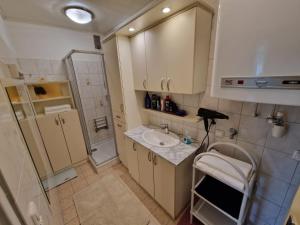 a small bathroom with a sink and a shower at Mirabella in Knittelfeld +29 photos