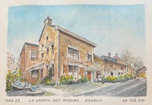 een tekening van een gebouw met een gebouw bij Le Jardin des Miroirs in Esneux