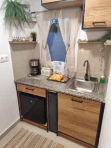 a small kitchen with a sink and a counter top at Johnson house in Rafina