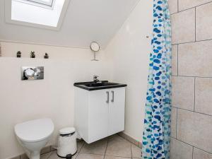 ボーゲンセにある8 person holiday home on a holiday park in Bogenseのバスルーム(トイレ、洗面台付)