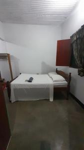 1 dormitorio con 1 cama en la esquina de una habitación en Bananas Guest House Private Room, en Altagracia