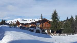 een groot houten huis in de sneeuw met sneeuw bij Haus Sonnbichl Top 3 in Krimml