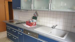 a kitchen with a sink and a counter top at Ferienwohnung Sonnenschein Familie Hamdorf in Bad Sulza