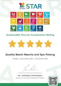 Certifikát, hodnocení, plakát nebo jiný dokument vystavený v ubytování Quality Beach Resorts and Spa Patong