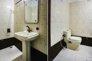 2 fotos de un baño con lavabo y aseo en FabHotel BR International en Agra