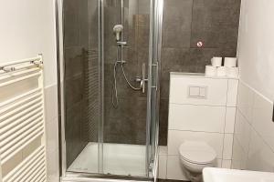 un baño con ducha y WC en Work & Stay in Celle, en Celle