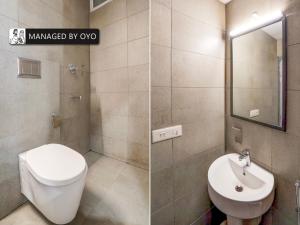 two pictures of a bathroom with a toilet and a sink at Townhouse MS Inn Gomti Nagar Sector 6 in Gomti Nagar