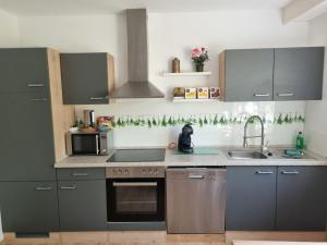 Kuchyň nebo kuchyňský kout v ubytování Ferienwohnung Haseltal