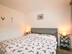 een slaapkamer met een groot bed met 2 lampen bij Apartment Hanser - MHO759 by Interhome in Schwentlberg