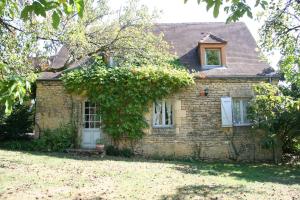 an old brick house with a tree in front of it at La Petite Vignolle in Saint-Amand-de-Coly +3 photos