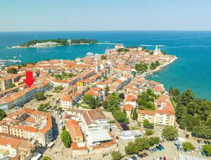 an aerial view of a town next to the ocean at FantAttic apartment city center in Poreč