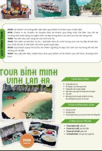 a page of a brochure for a boat on a beach at Rustic Homestay - Phòng nghỉ giá rẻ in Hai Phong