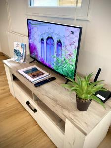 Televízia a/alebo spoločenská miestnosť v ubytovaní Studio Océan Remblai