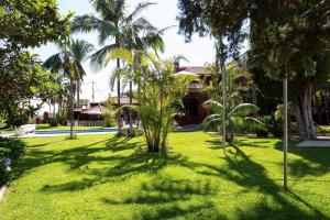 einen Garten vor einem Haus mit Palmen in der Unterkunft San Benito - spektakuläres Haus mit Privatpool für bis zu 13 Gäste in Los Realejos