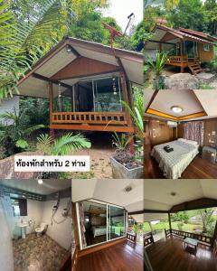 un collage de fotos de una casa en ท่าเเพ รีสอร์ท en Ban Tha Phae