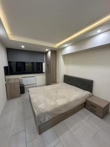 - une chambre avec un grand lit dans l'établissement Apartment in Yerevan,Khorenatsi street, à Erevan