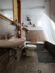 een badkamer met een wastafel en een toilet bij Kokkooning in Kokkónion
