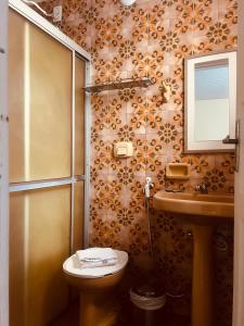 Pousada Castanheira في غواراباري: حمام مع مرحاض ومغسلة