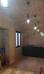um quarto amplo com uma cozinha e uma sala de estar em Green Dilijan wood em Dilijan