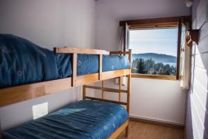 Ce lit superposé se trouve dans un dortoir doté d'une fenêtre. dans l'établissement Pajaro Azul, à San Carlos de Bariloche