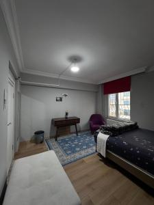 - une chambre avec un lit et un bureau dans l'établissement TRANSIT, à Istanbul