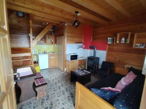 a living room with a couch and a kitchen at Aurora Tara 2 in Jezdići