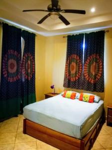 a bedroom with a bed and a ceiling fan at Casa Colibri in San Diego