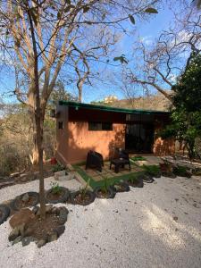 a small house with a bench and a tree at Casa Avi Fauna Nature Guesthouse Y Casa AlmaCalma in Ocotal +31 photos