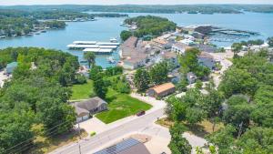 an aerial view of a town next to a body of water at Private Pool Vacation Home in Lake Ozark