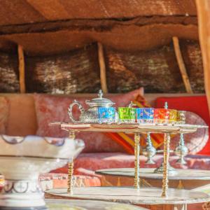 a serving tray with a tea set on it at Villa Coup De Cœur in Marrakesh