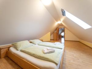 Un dormitorio con dos camas en un ático. en Hof Köhne - Altes Bauernhaus - Jagdwohnung, en Schmallenberg