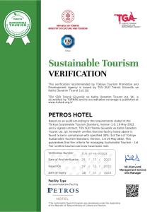 a permit for a sustainable tourism revitalization sign at Petros Hotel in Istanbul