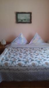 سرير أو أسرّة في غرفة في Pensiunea Irina