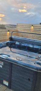 a boat with two trays on top of it at Cozy cottage, Mountain view in Selfoss +17 photos