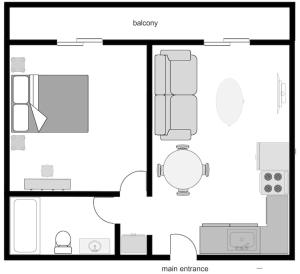 Půdorys ubytování Airy Flat at Xenios Avlais