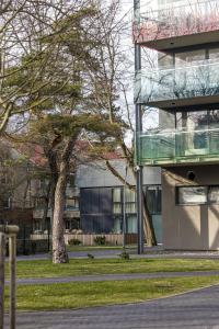 パランガにあるApartamentai Palangos centreの建物前の木の建物