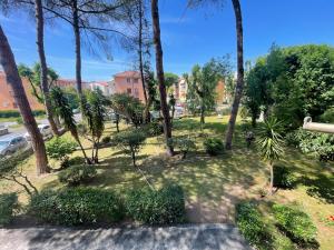 a park with palm trees and bushes in a city at Guest House Romoli in Rome