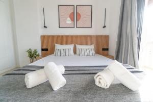 Un pat sau paturi într-o cameră la Airy Flat at Xenios Avlais