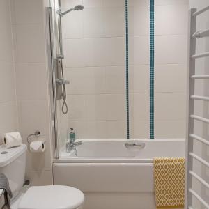een badkamer met een bad, een toilet en een wastafel bij A Superb One Bed Apt In The Heart Of The City in Nottingham