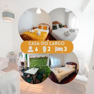 un collage de tres fotos de una habitación en Casa do Largo, en Nazaré
